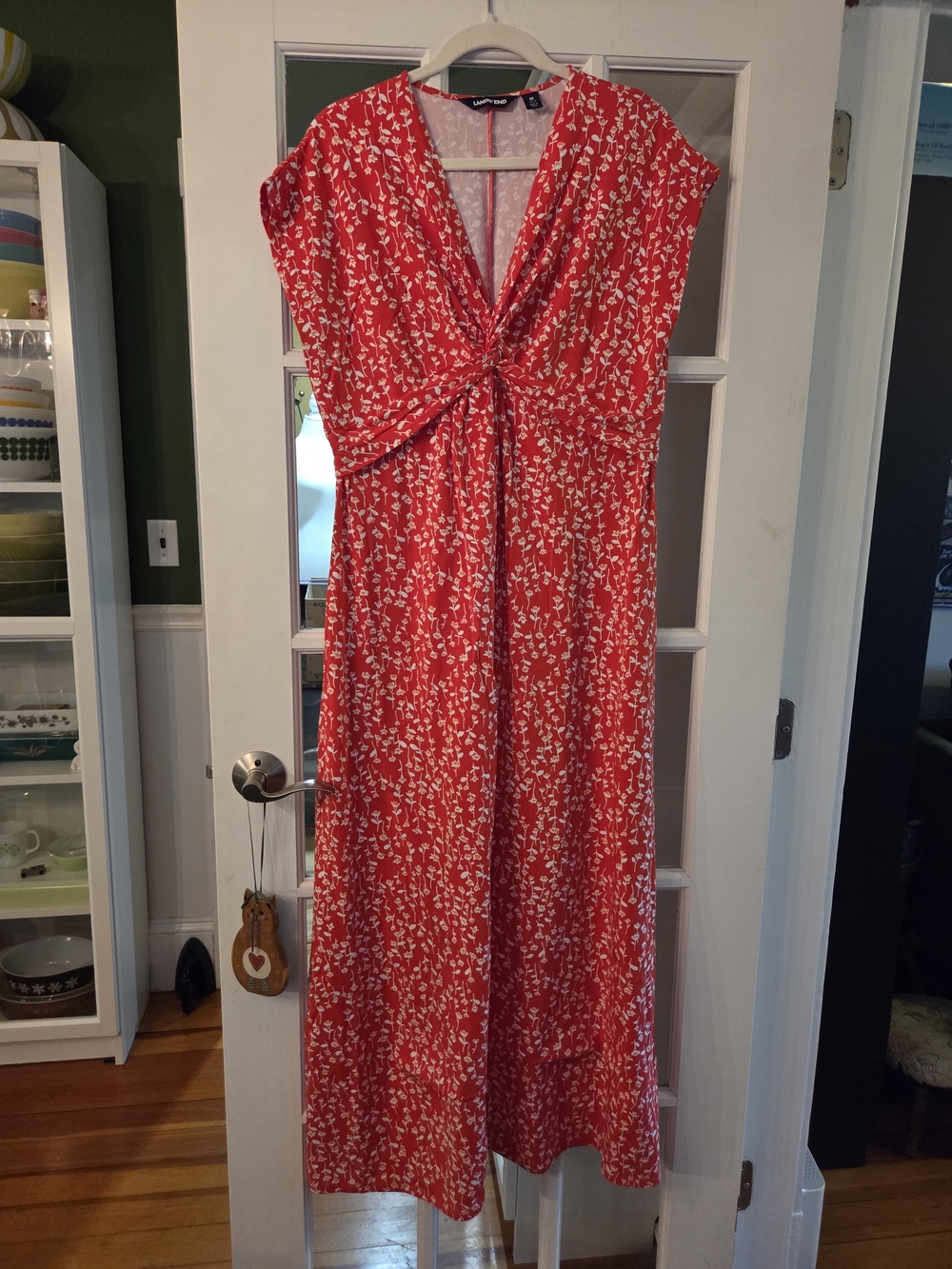 Lands' End Red Floral Sleeveless Maxi Dress - Size M - Picture 2 of 8